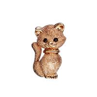Tibetan Style Brooches, Cat, plated, Unisex & with rhinestone, golden, 30x18mm, Sold By PC