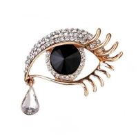 Zinc Alloy Brooches Eye plated for woman & with rhinestone golden Sold By PC