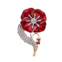 Zinc Alloy Brooches Rose plated Unisex & with rhinestone mixed colors Sold By PC