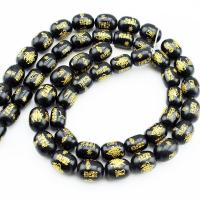 Perles Agates Noires naturelles, agate noire, tambour, gravé, DIY, couleurs mélangées, 300PC/sac, Vendu par sac