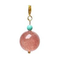 Quartz Gemstone Pendants, Tibetan Style, with Strawberry Quartz, handmade, pink, 10x25mm, Sold By PC