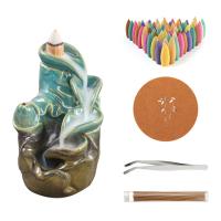 Backflow Incense Burner, Porcelain, plated, for home and office & durable, more colors for choice, 60x70x110mm, Sold By PC