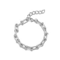 Titanium Steel Bracelet & Bangle with 1.57 lnch extender chain plated Unisex Sold By PC