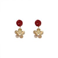 Acrylic Jewelry Earring, with Tibetan Style, gold color plated, different styles for choice & for woman, red, 25x40mm, 10Pairs/Lot, Sold By Lot