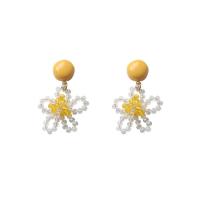 Acrylic Jewelry Earring with Resin & Brass Flower gold color plated & for woman Sold By Lot