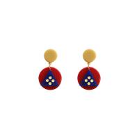 Resin Earring gold color plated & for woman mixed colors Sold By Lot