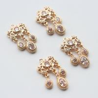 Cubic Zirconia Micro Pave Brass Pendant, KC gold color plated, micro pave cubic zirconia, 14x25mm, 20PCs/Lot, Sold By Lot