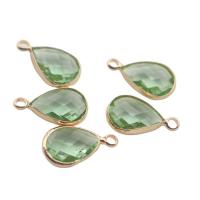 Brass Jewelry Pendants, with Glass, Teardrop, KC gold color plated, faceted, more colors for choice, 10x14mm, 20PCs/Lot, Sold By Lot