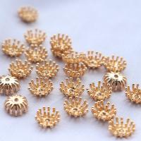 Messing Perlenkappe, Blume, KC goldfarben plattiert, 10mm, 50PCs/Menge, verkauft von Menge
