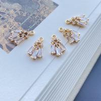 Cubic Zirconia Micro Pave Brass Pendant, gold color plated, micro pave cubic zirconia, 9x15mm, 20PCs/Lot, Sold By Lot