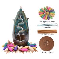 Backflow Incense Burner, Porcelain, plated, for home and office & durable, 220x135x140mm, Sold By PC