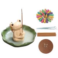 Backflow Incense Burner, Porcelain, Frog, plated, for home and office & durable, 165x145x100mm, Sold By PC