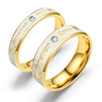Strass roestvrij staal vinger ring, mode sieraden & uniseks & verschillende grootte voor keus & met strass, gouden, Verkocht door PC