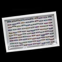 Edelstahl Ringe, unisex, farbenfroh, 20x20x3mm, 100PCs/Box, verkauft von Box