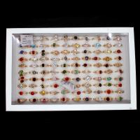 Zinklegering ringen, Zinc Alloy, voor vrouw & met strass, gouden, 20x20x3mm, 100pC's/box, Verkocht door box