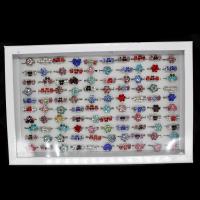 Модные кольца, цинковый сплав, Женский & со стразами, разноцветный, 200x200x30mm, 100ПК/Box, продается Box