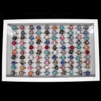 Zinklegierung Fingerring , mit Harz, Einstellbar & unisex, gemischte Farben, 200x200x30mm, 100PCs/Box, verkauft von Box