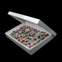 Gemstone Finger Ring, Zinc Alloy, met Natuursteen, Verstelbare & uniseks, gemengde kleuren, 200x200x30mm, 100pC's/box, Verkocht door box