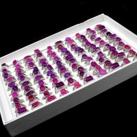 Natürlicher Quarz-Fingerring, Zinklegierung, mit Amethyst, Einstellbar & unisex, gemischte Farben, 200x200x30mm, 100PCs/Box, verkauft von Box