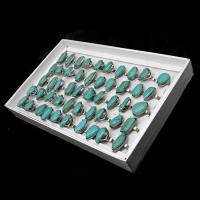 Tibetan Style Finger Ring, with turquoise, Unisex, mixed colors, 200x200x30mm, 50PCs/Box, Sold By Box