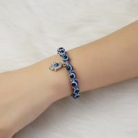 Evil Eye Hamsa Jewelry Bracelet Lampwork with Zinc Alloy fashion jewelry & Unisex blue  Sold By Strand