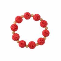 Fashion Cinnabar Bracelet, with Gelatin, folk style & Unisex & different styles for choice, 15mm, Sold Per Approx 6-8 Inch Strand