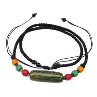 Tibetan Agate Necklace with Polyester Geometrical Pattern folk style & Unisex Inner Approx 150mm Sold Per Approx 18.5 Inch Strand