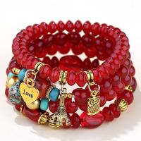 Resin Bracelets with Gemstone & Zinc Alloy gold color plated multilayer & for woman Sold By PC