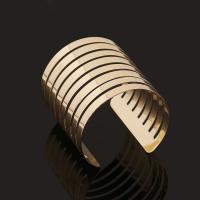 alliage de zinc bracelet manchette, Placage de couleur d'or, pour femme & creux, 65mm, Vendu par PC
