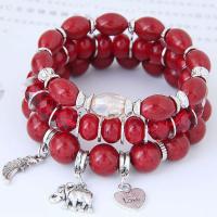 Resin Bracelets with Zinc Alloy multilayer & imitation gemstone & for woman 170mm Sold By PC