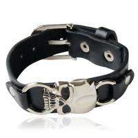PU Leather Cord Bracelets with Zinc Alloy Unisex black Sold By PC