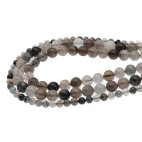 Natürlicher Quarz Perlen Schmuck, Rutilated Quarz, rund, DIY & verschiedene Größen vorhanden, gemischte Farben, verkauft per 38 cm Strang