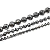 Titan+Magnet Perle, rund, DIY & verschiedene Größen vorhanden & facettierte, Silberfarbe, verkauft per 38 cm Strang