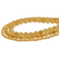 Natürlicher Citrin Perlen, Gelbquarz Perlen, rund, DIY & verschiedene Größen vorhanden, gelb, verkauft per 38 cm Strang
