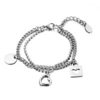 Titanium Steel Bracelet, with 1.96 lnch extender chain, polished, Double Layer & different size for choice & for man, Sold By PC