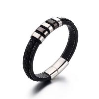 Titanium Steel Bracelet, with PU Leather, polished, for man, 15.2mm,12mm, Sold By PC