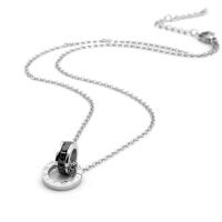 Титановые стали ожерелье, титан, полированный, с письмо узором & Мужский & со стразами, длина:Приблизительно 17.71 дюймовый, продается PC