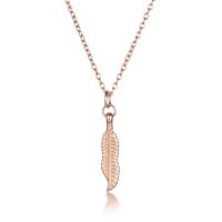 Titanium Steel Necklace, rose gold color plated, for woman, 5.10x21.80mm, Length:Approx 17.71 Inch, Sold By PC