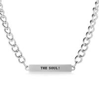 Titanium Steel Necklace with 1.96 lnch extender chain polished & with letter pattern & for man Sold By PC