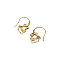 Boucles d'oreilles pendantes en laiton, Placage de couleur d'or, pour femme & creux, 30mm, Vendu par paire
