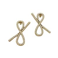 Messing oorbelknoppen, met Plastic Pearl, gold plated, voor vrouw & hol, 20x45mm, Verkocht door pair