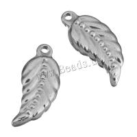 Stainless Steel Pendants, Leaf, original color, 8x18x3mm, Hole:Approx 1mm, 10PCs/Lot, Sold By Lot