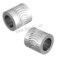 Stainless Steel Large Hole Beads, Column, flower cut, original color, 10x10x10mm, Hole:Approx 6mm, 10PCs/Lot, Sold By Lot