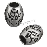 Stainless Steel Large Hole Beads, Oval, without troll & blacken, original color, 13x11x11mm, Hole:Approx 5mm, 10PCs/Lot, Sold By Lot