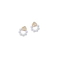 Brass Stud Earring with Plastic Pearl gold color plated fashion jewelry & for woman nickel lead & cadmium free 14mm Sold By Pair