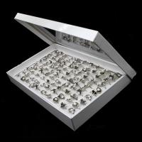 Zinklegierung Fingerring , mit Perlen, für Frau, Silberfarbe, 200x200x30mm, 100PCs/Box, verkauft von Box