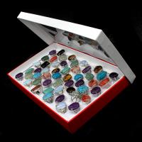 Natural Gemstone Finger Ring, Tibetan Style, with Natural Stone, Unisex, mixed colors, 200x200x30mm, 50PCs/Box, Sold By Box
