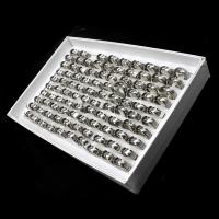 Zinc Alloy prst prsten, Zinek, unisex, stříbro, 200x200x30mm, 100PC/Box, Prodáno By Box