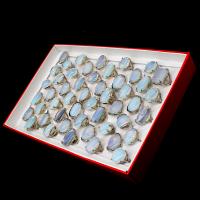 Zinklegering ringen, Zinc Alloy, met Sea Opal, uniseks, gemengde kleuren, 200x200x30mm, 50pC's/box, Verkocht door box