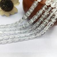 Crackle Quartz Beads, Drum, polished, DIY, white, 8x12mm, Approx 36PCs/Strand, Sold Per 38 cm Strand